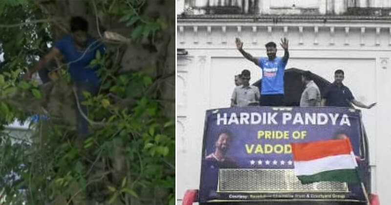 લાખોની જનમેદની વચ્ચે વડોદરામાં હાર્દિક પંડ્યાની સેલ્ફી લેવા એક યુવકે જીવની પણ ના કરી પરવાહ, ચઢી ગયો ઊંચા ઝાડ પર