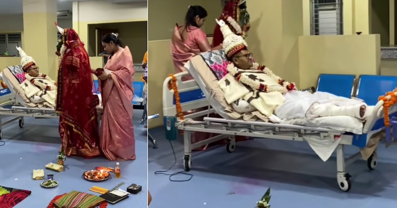 એક લગ્ન આવા પણ…! હોસ્પિટલમાં દાખલ થઇ ગયો દુલ્હો તો પણ ના ટળ્યા લગ્ન, વીડિયો જોઇ લોકોએ લીધી મજા