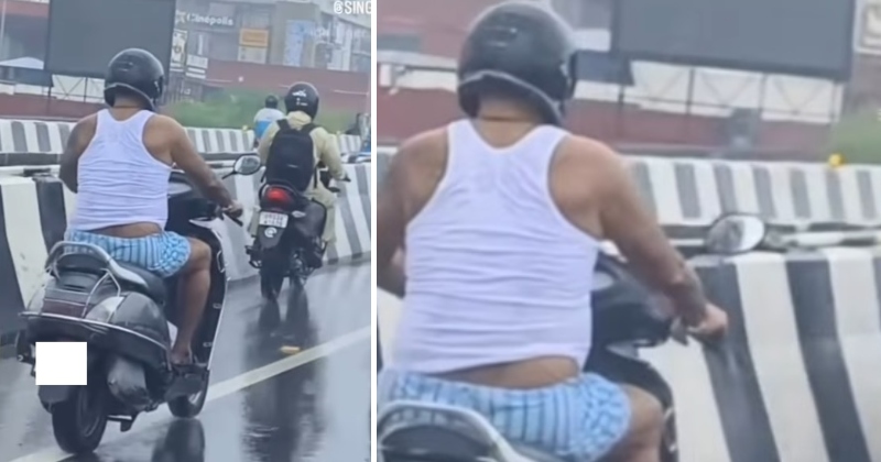 શરીર પર કપડા ઓછા હશે તો ચાલશે પણ ટ્રાફિક નિયમ ના તૂટવો જોઇએ…ચાચાનો વીડિયો વાયરલ