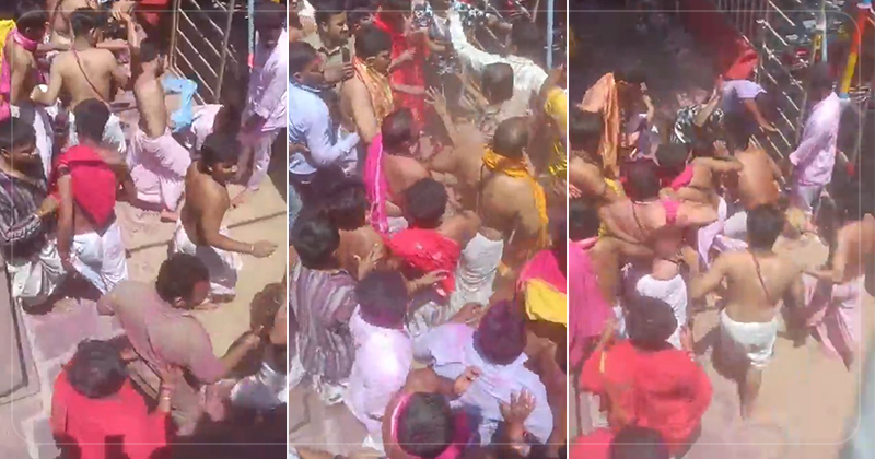 કોલ્હાપુરના જ્યોતિબા મંદિરમાં શ્રદ્ધાળુઓ પર પૂજારીઓનો હિચકારો હુમલો: માથામાં શ્રીફળ માર્યાનો વીડિયો વાયરલ