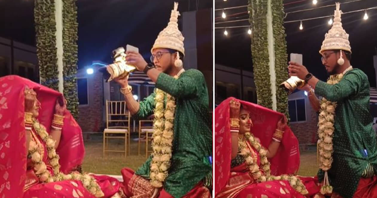 આ વરરાજાએ તેના લગ્નમાં ફોટોગ્રાફર પાસેથી કેમેરો લઈને જાતે જ પાડ્યા કન્યાના ફોટો, વીડિયો થઇ ગયો વાયરલ… જુઓ
