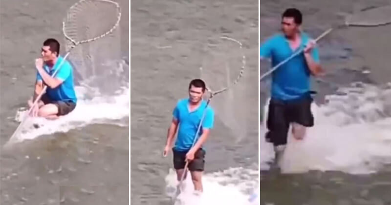 માછલી પકડવા માટે પાણી પર દોડી રહેલા આ વ્યક્તિએ કરી દીધા સોશિયલ મીડિયા યુઝર્સને હેરાન, શું છે તેની પાછળની હકીકત ? જુઓ વીડિયો