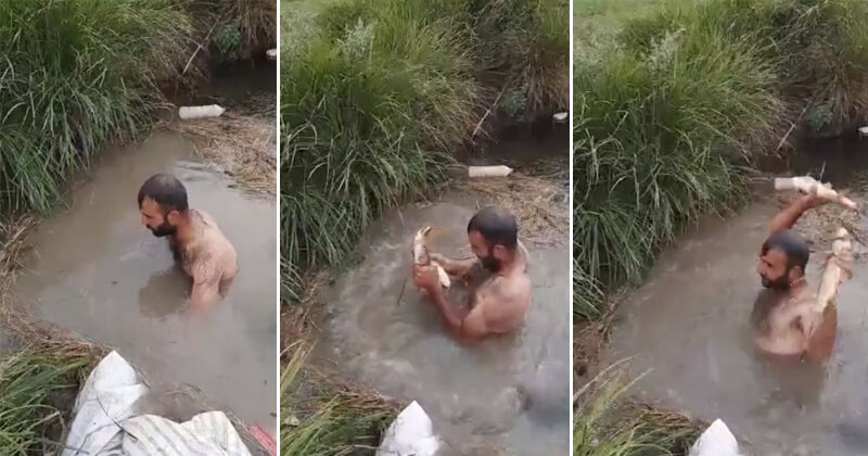 આ ભાઈએ ગંદા પાણીમાં લગાવી ડૂબકી, લોકોને લાગ્યું કે ડૂબી ગયો અને પછી બીજી જ ક્ષણે બહાર એવી વસ્તુ કાઢી કે ખુશ થઇ ગયો.. જુઓ વીડિયો