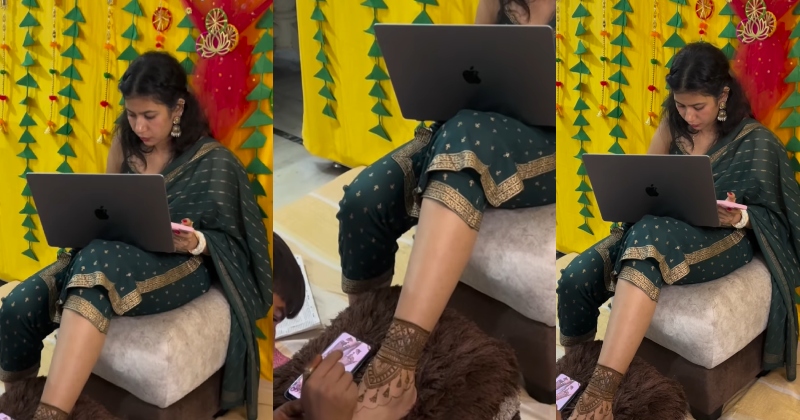 લગ્નના દિવસે પણ ઓફિસનું કામ કરતી રહી દુલ્હન, ના મળી મહેંદી લગાવવાની ફુરસત…જુઓ વીડિયો